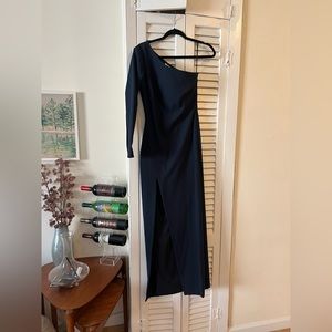 Navy Elizabeth and James asymmetrical maxi dress